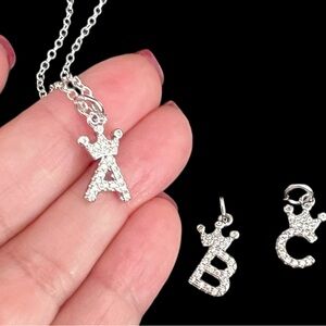 Silver plated Name initials (Letter) crown pendant/necklace CHOOSE one from A-Z